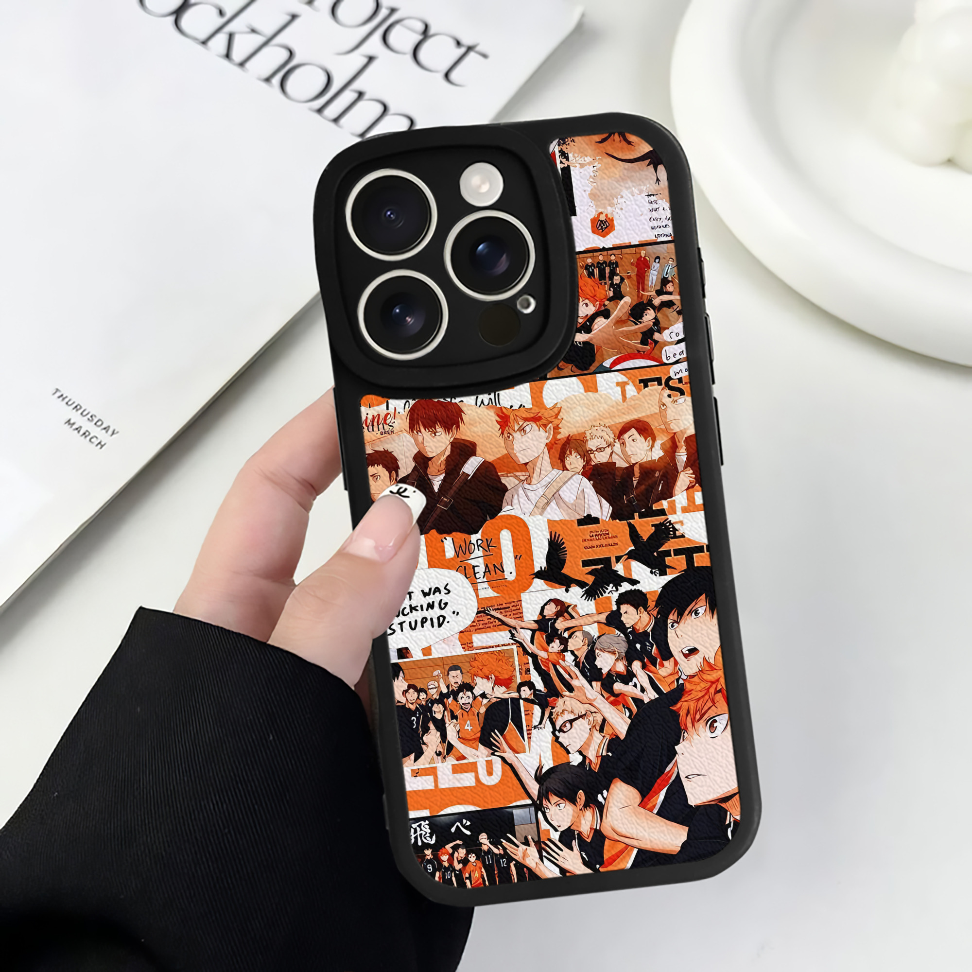 （画像用） ハイキュー!! Haikyu!! 【iPhone 16シリーズ対応】シリコンスマホケース（レザー調） 材質：シリコン